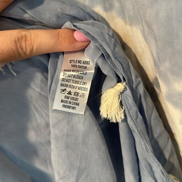 Surf Gypsy Medium Boho Blue Tie Dye Tassel Swim Cover-Up - Picture 8 of 9